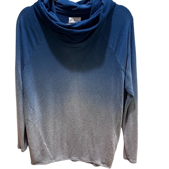 Lou & Gray Signature Oversized Soft Blue & Gray Ombre Top Cowl Neck Sz XS - Picture 5 of 10
